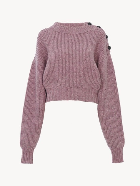 Cropped mock-neck jumper in a merino wool knit