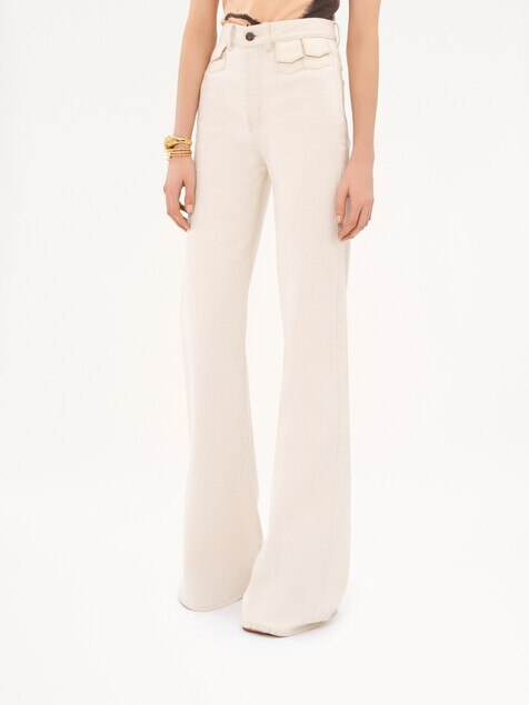 Jean taille haute évasé en denim