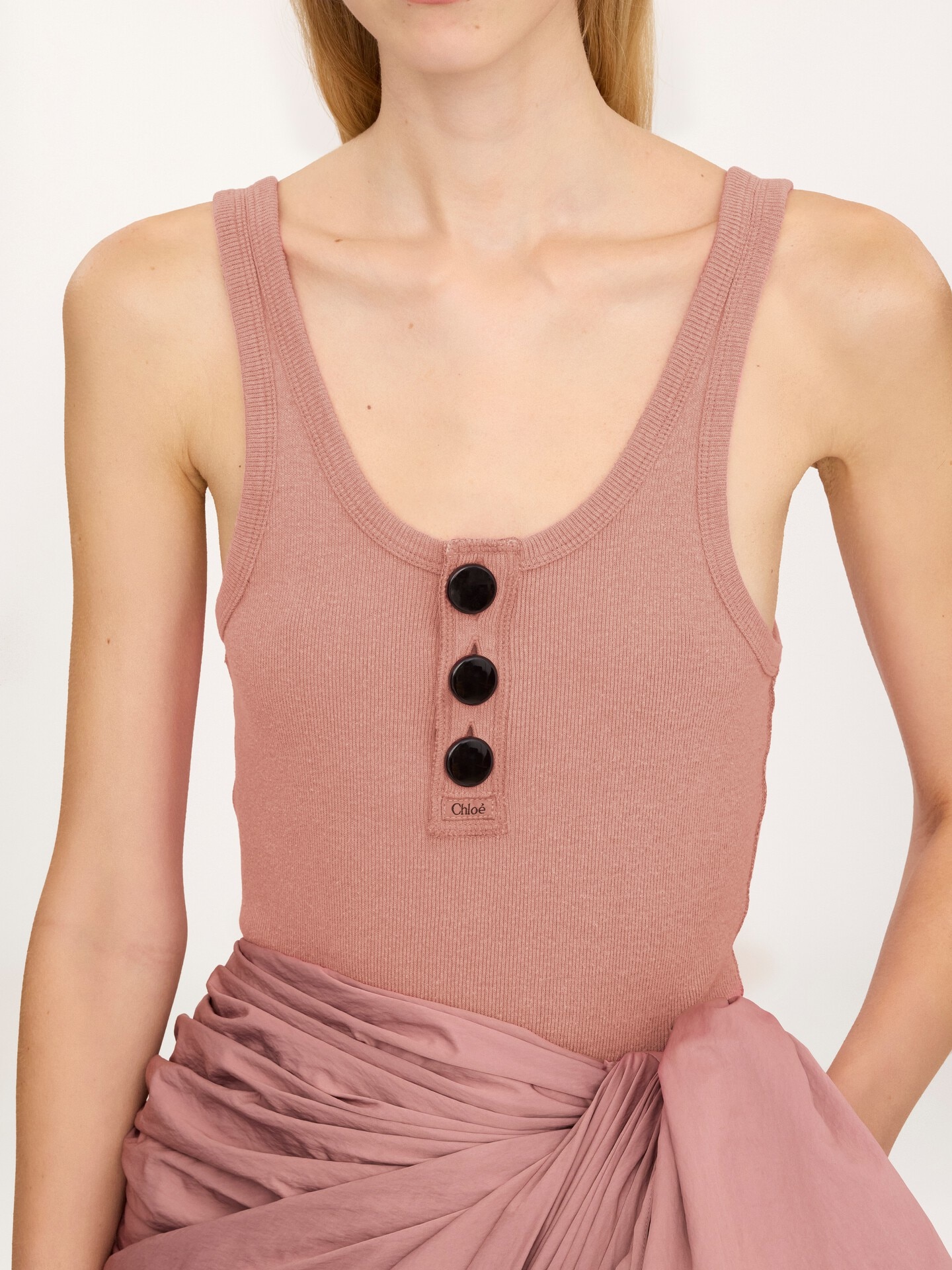 Fitted Henley tank top in cotton jersey - 5.0