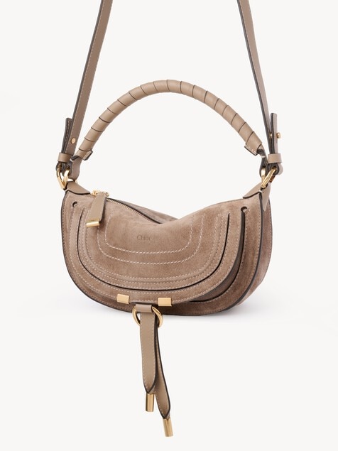 Mini sac port&eacute; &eacute;paule Marcie en cuir velours