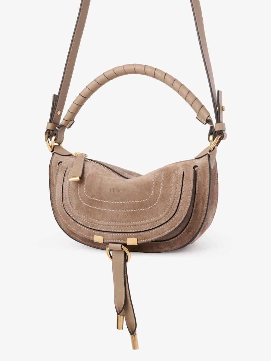 Mini sac port&eacute; &eacute;paule Marcie en cuir velours - 4