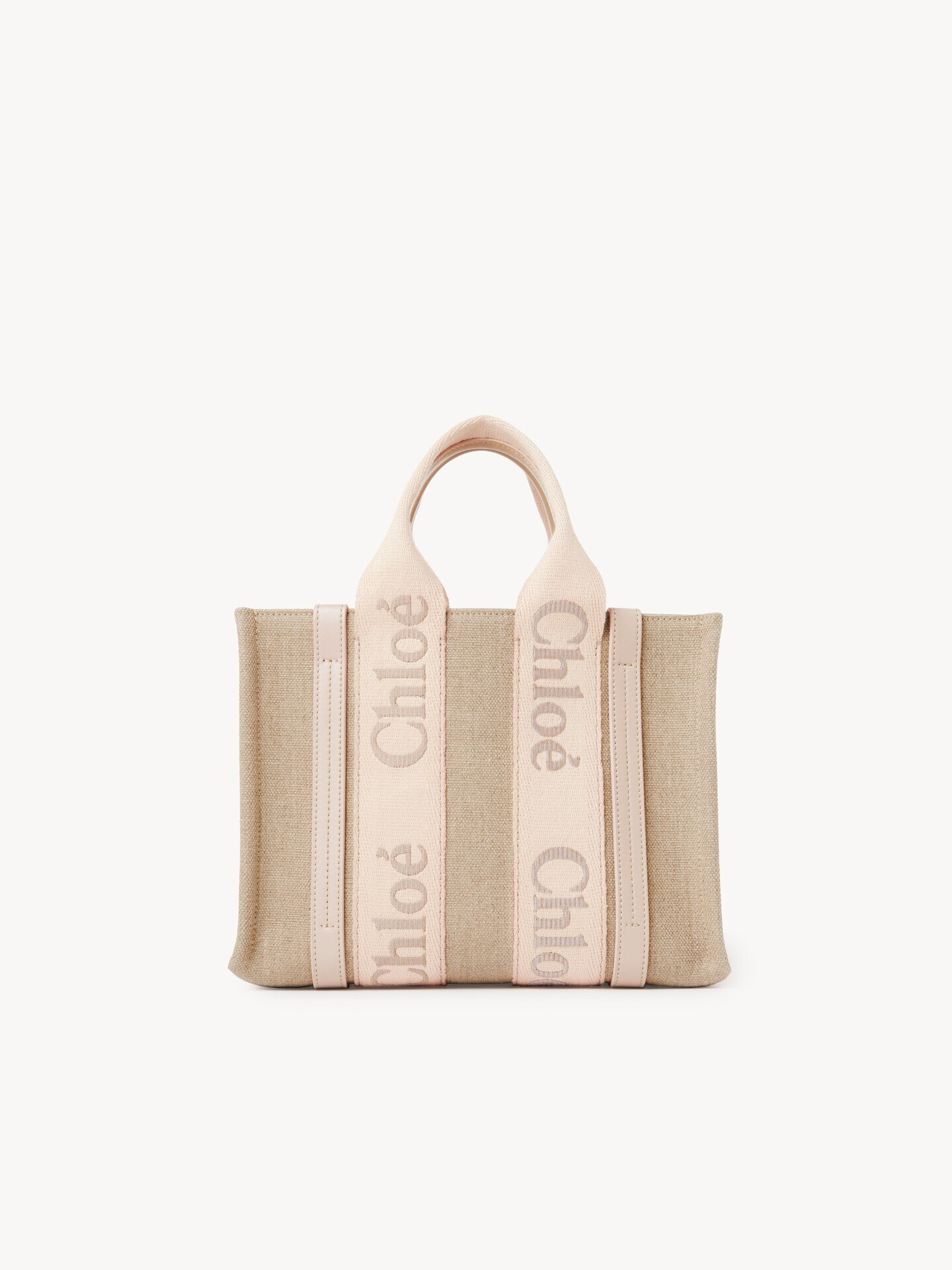 Small Woody tote bag in linen - 4