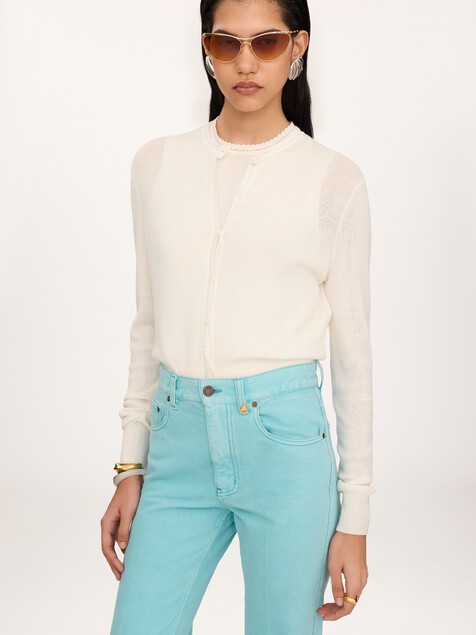 Cardigan ajust&eacute; en maille de laine