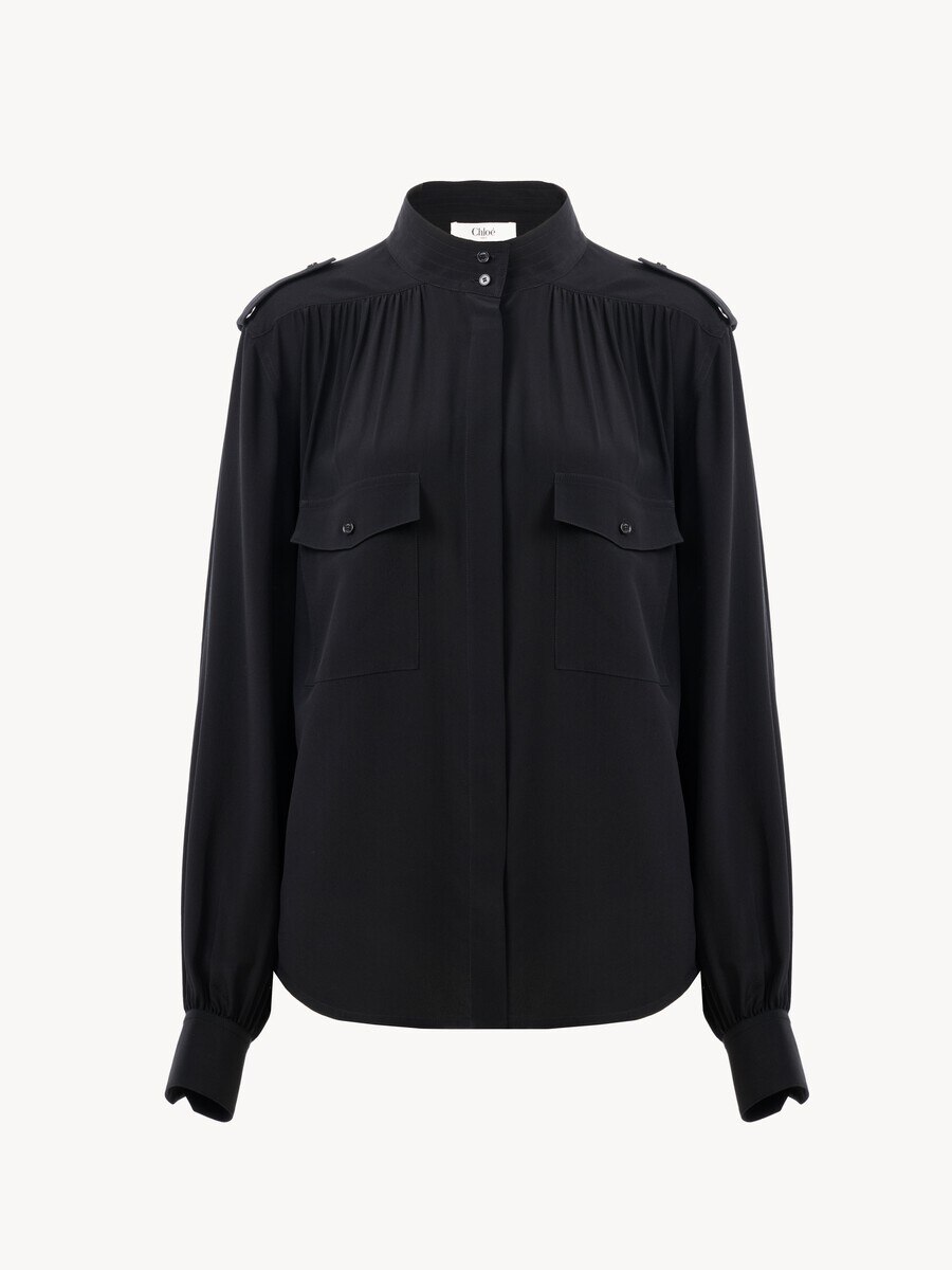 Gathered blouse in cr&ecirc;pe de chine - 2