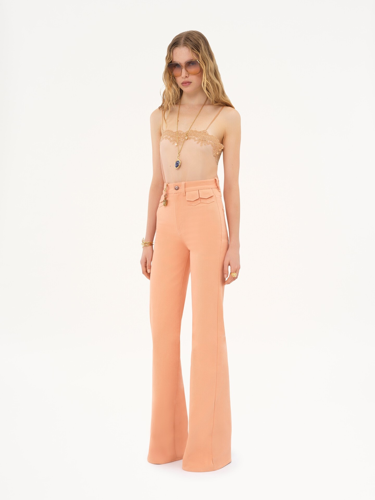 Fitted tank top in embroidered lace - 3