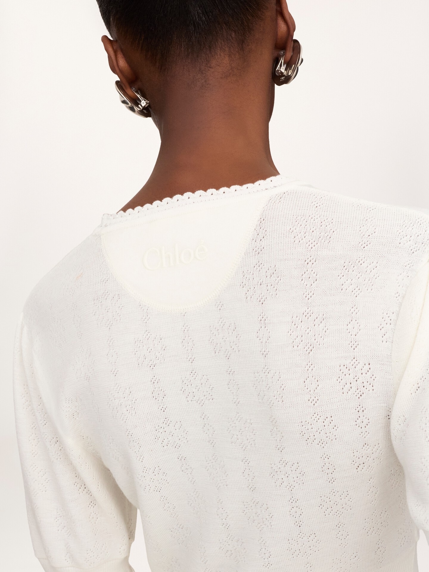 Cropped ruffle sweater in a wool knit - 8