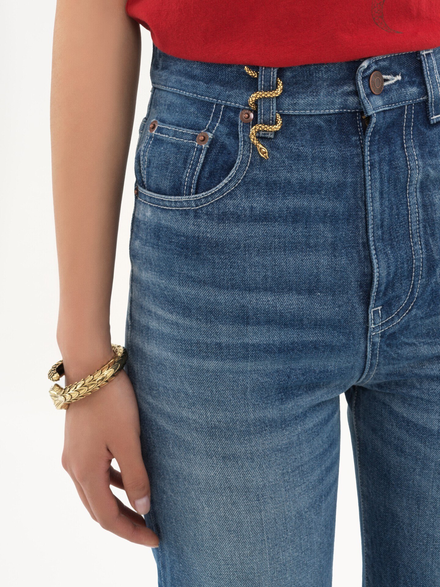 High-rise bootcut jeans in denim - 6