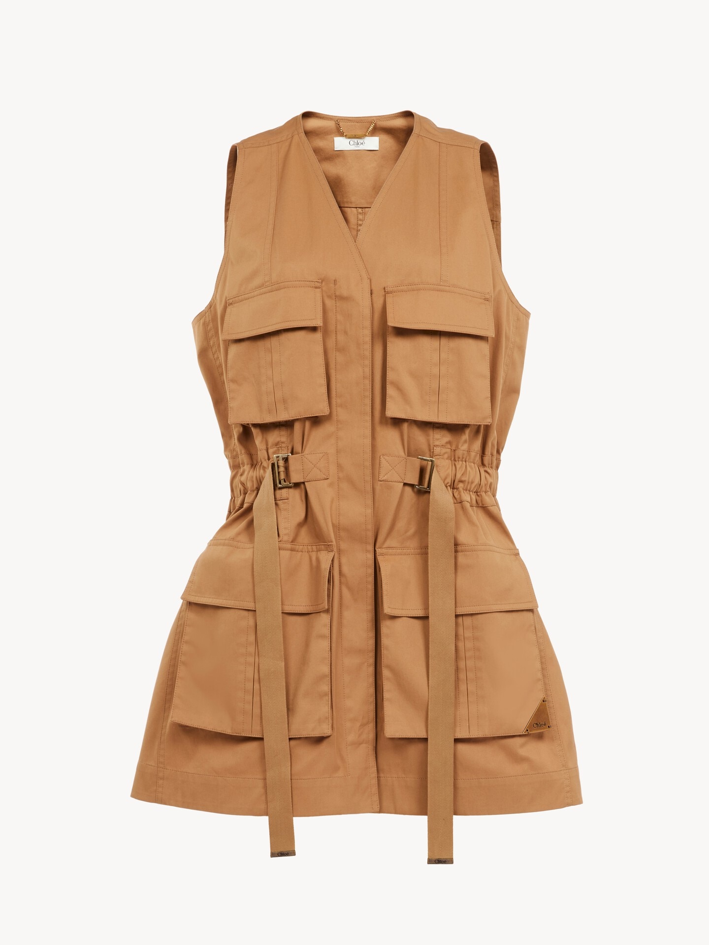 Utilitarian vest in light cotton gabardine - 1