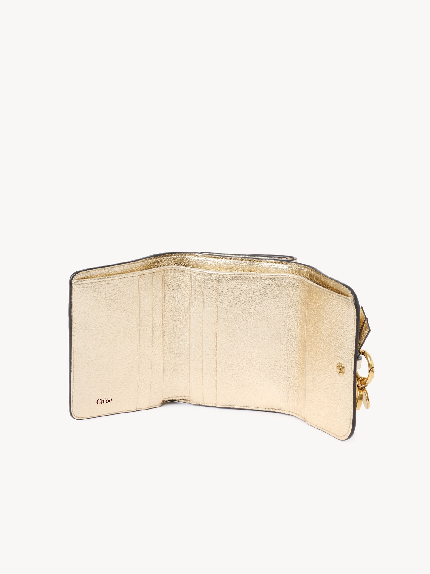 Portafoglio trifold piccolo Alphabet in pelle metallizzata - 5