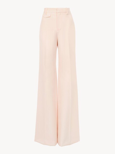 High-rise flared pants in wool gabardine