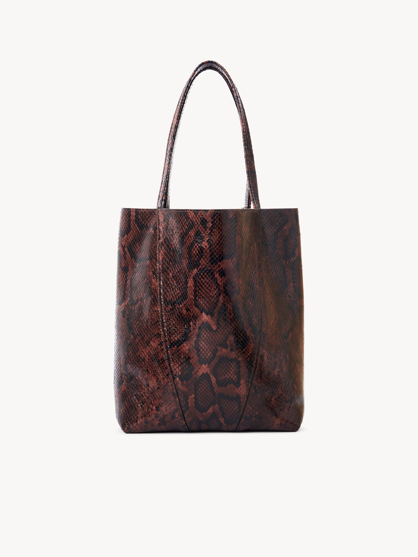 Sac cabas Chloé Spin en cuir effet python Sooty Brown Chloé
