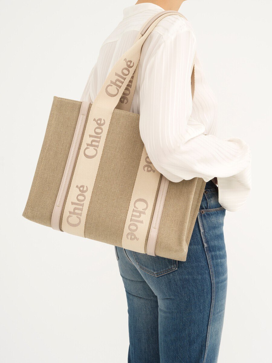 Woody tote bag in linen - 3
