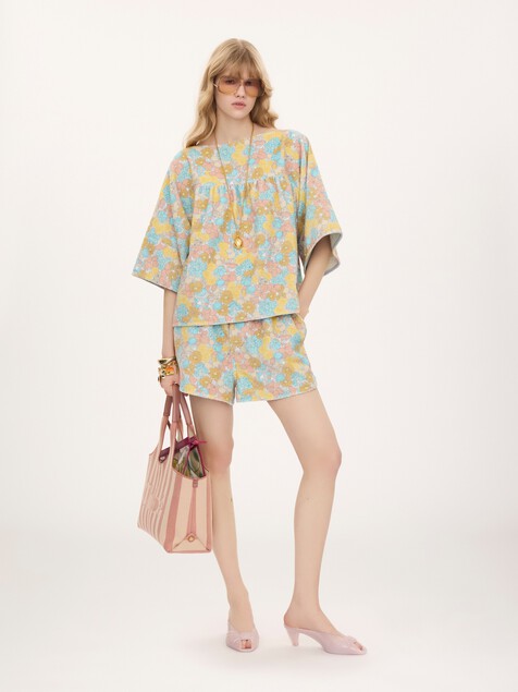 Drawstring mini shorts in cotton toweling