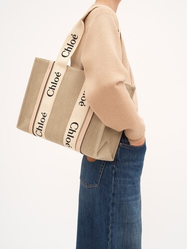 Woody tote bag in linen - 3