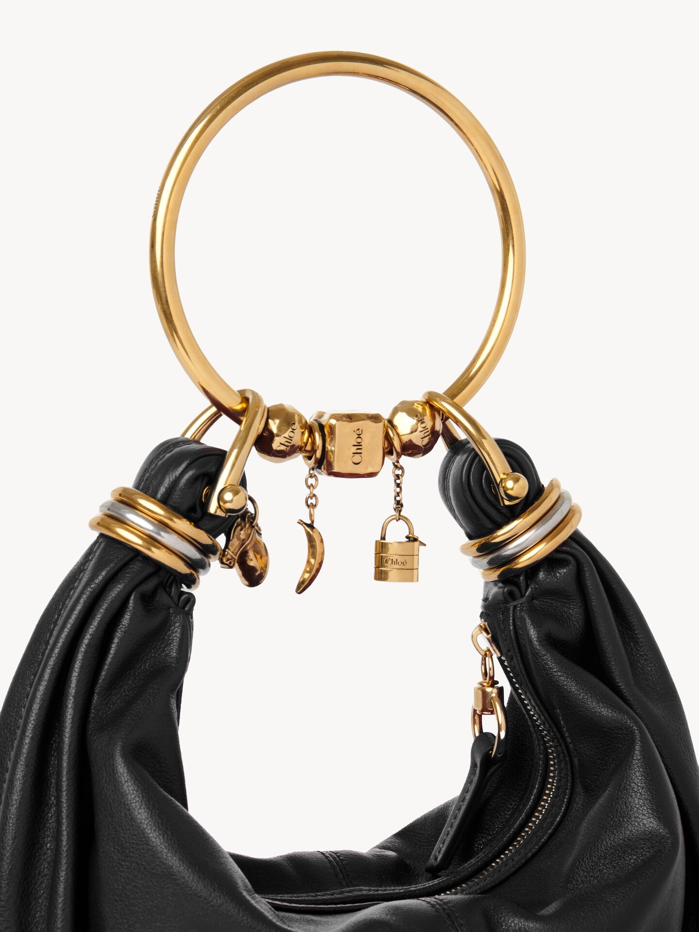 Small Bracelet Hobo bag in grained leather - 9