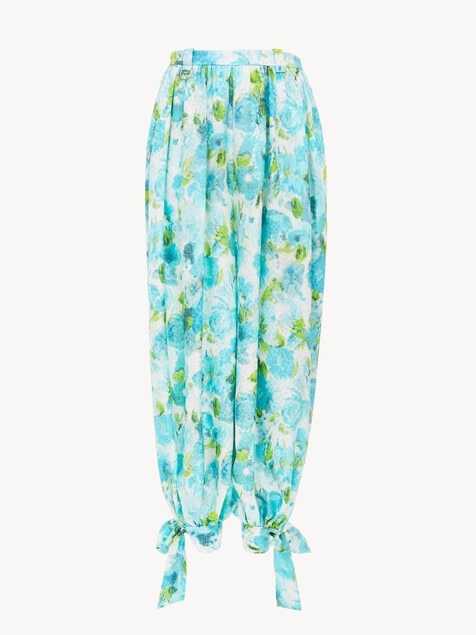 Fluid pleated pants in silk jacquard