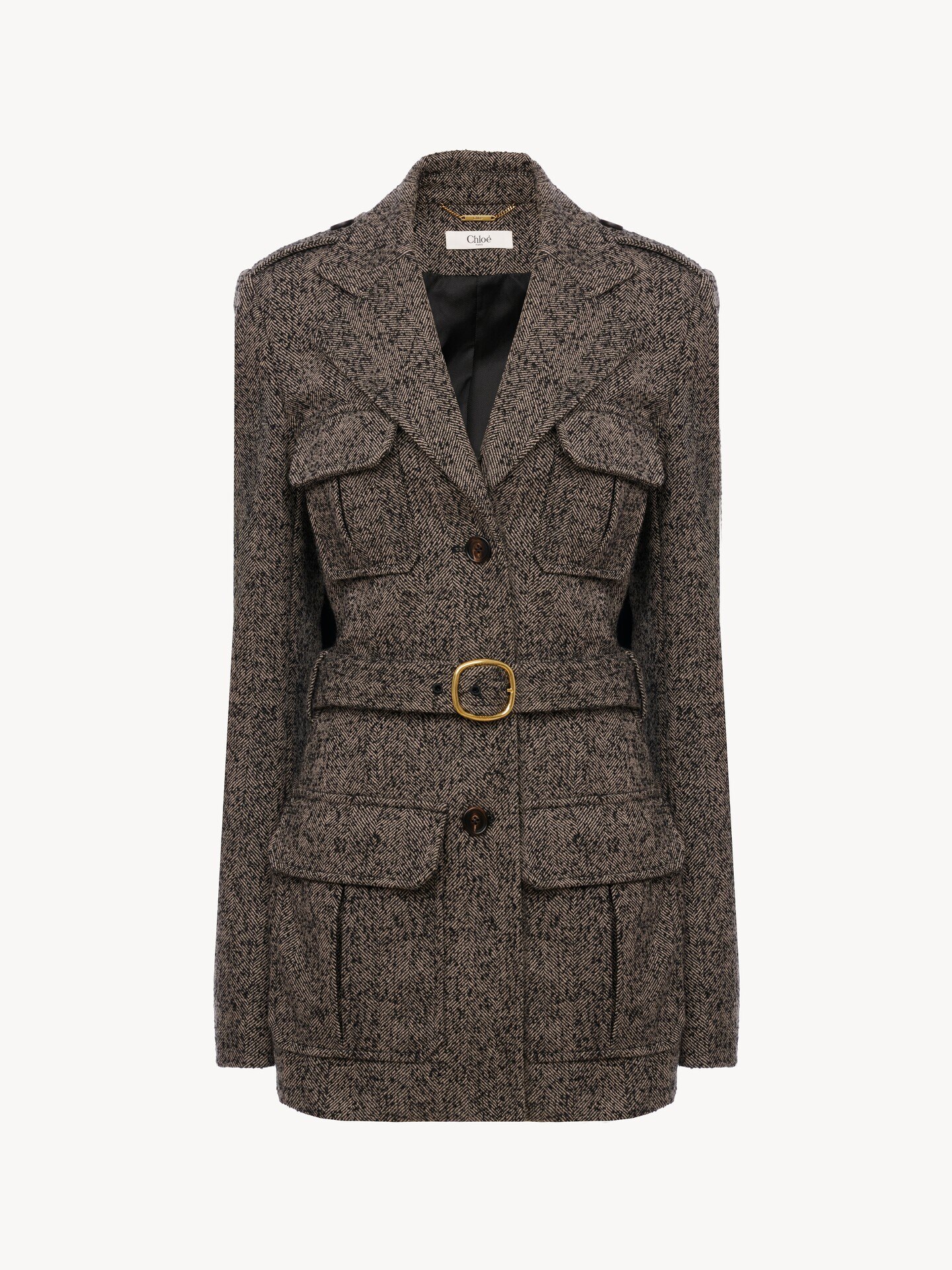 Utilitarian jacket in chevron wool - 2