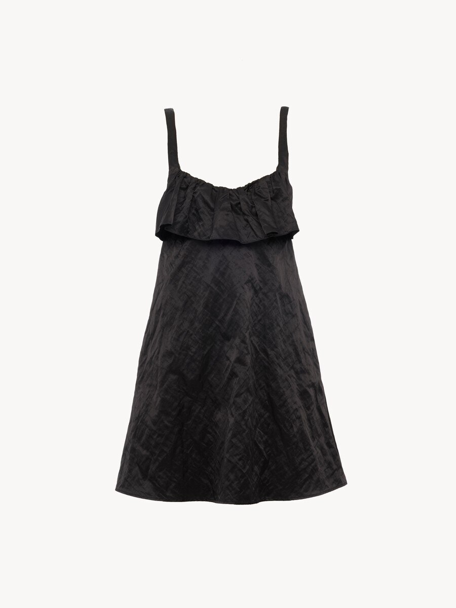 &Auml;rmelloses Minikleid aus gewaschenem technischem Satin - 2
