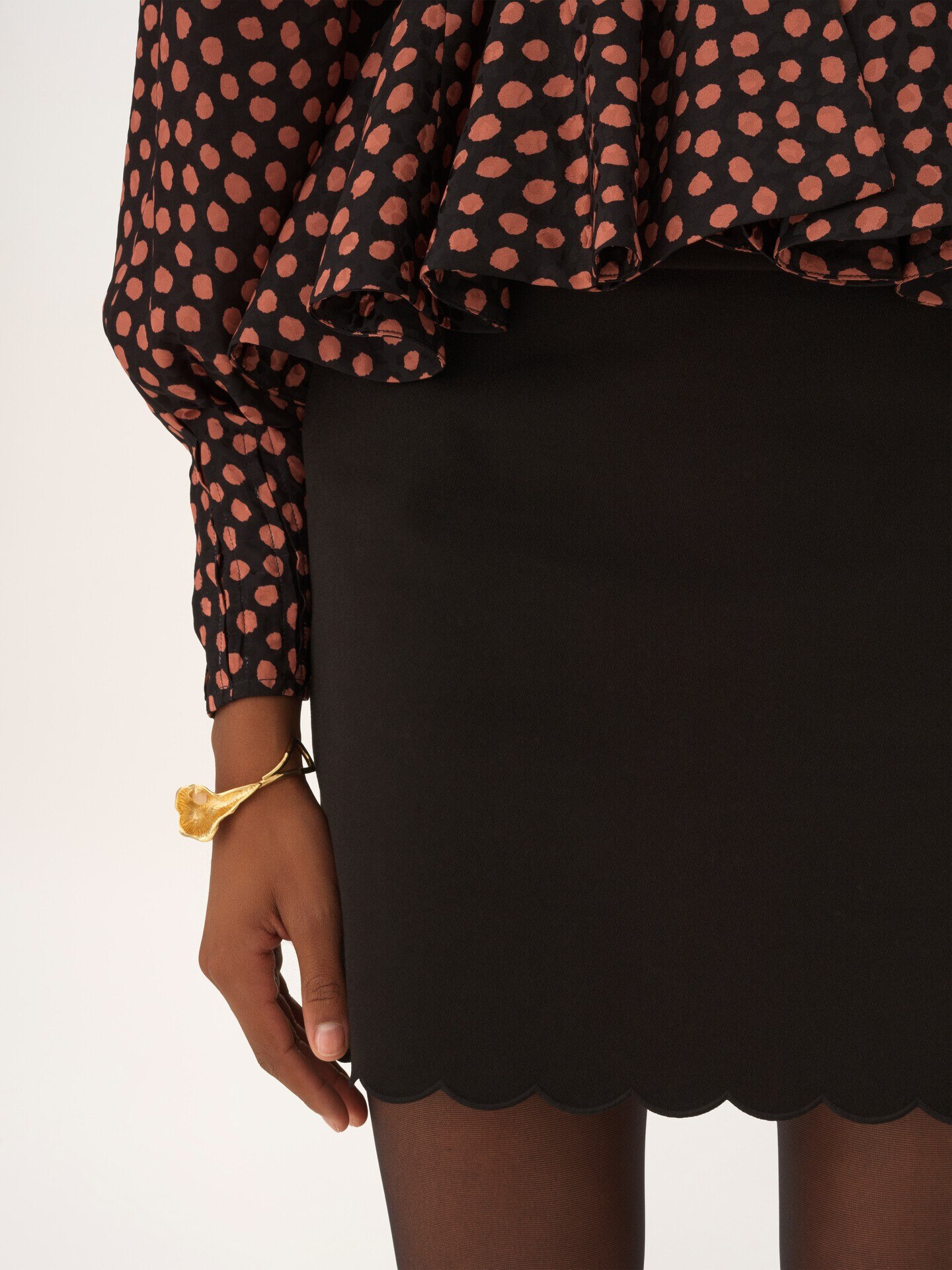 Scalloped mini skirt in soft cavalry cotton - 6