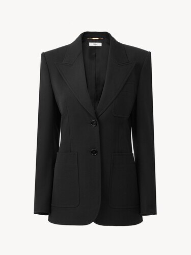 Veste blazer droite en laine grain de poudre - 2