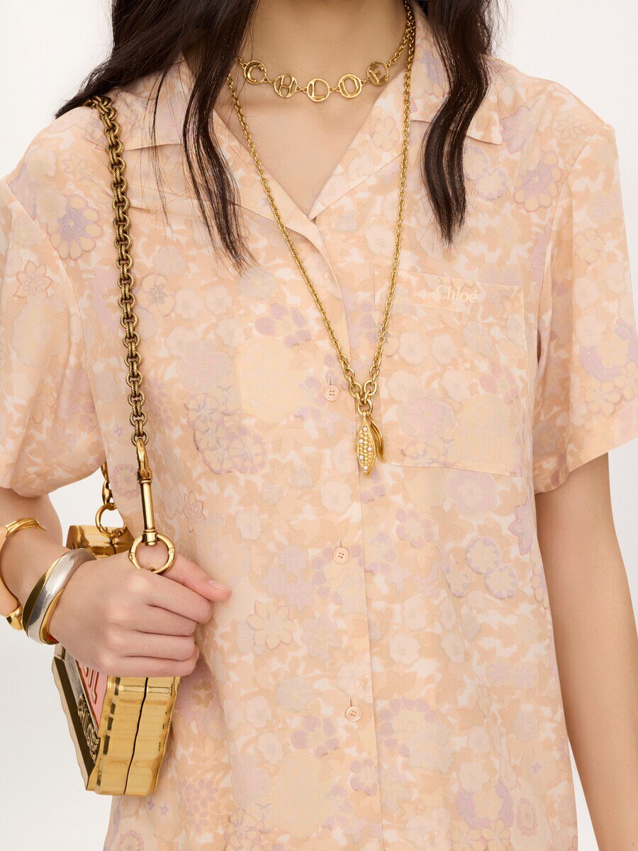 Kurz&auml;rmelige Bluse aus Cr&ecirc;pe de Chine - 6