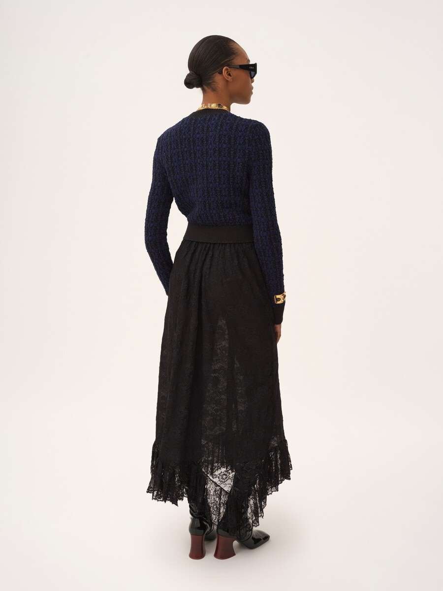 Boxy mock-neck jumper in a wool & silk knit - 5