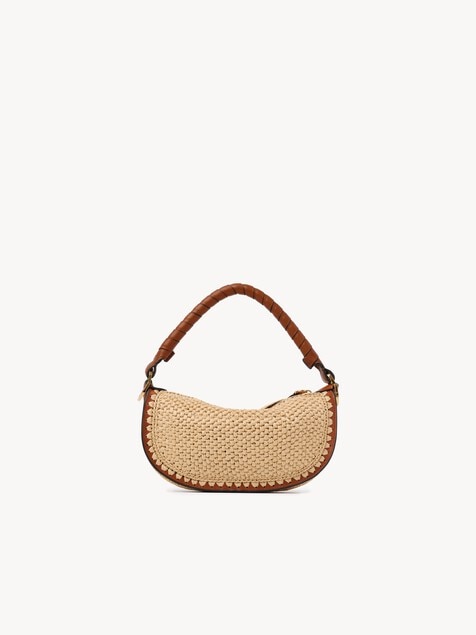 Mini Marcie shoulder bag in raffia-effect