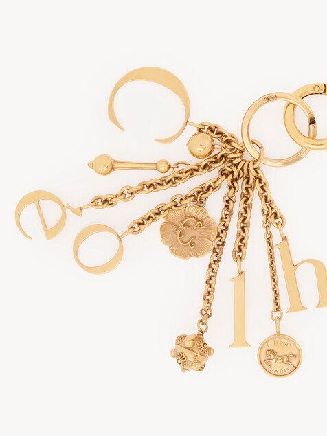 Chlo&eacute; Symbols Logo key ring bag charm in brass