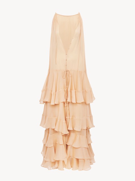 Tiered maxi dress in silk georgette