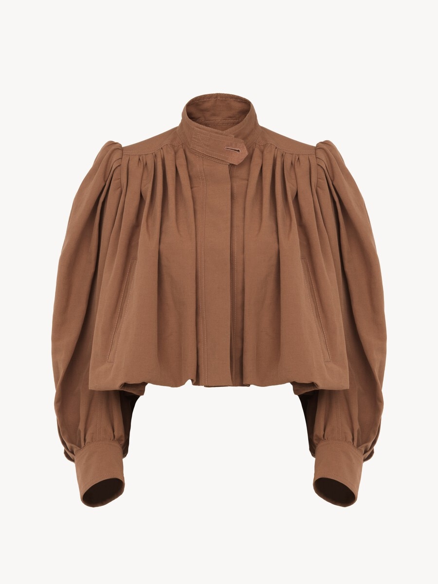 Veste boule fronc&eacute;e en lin et coton - 1