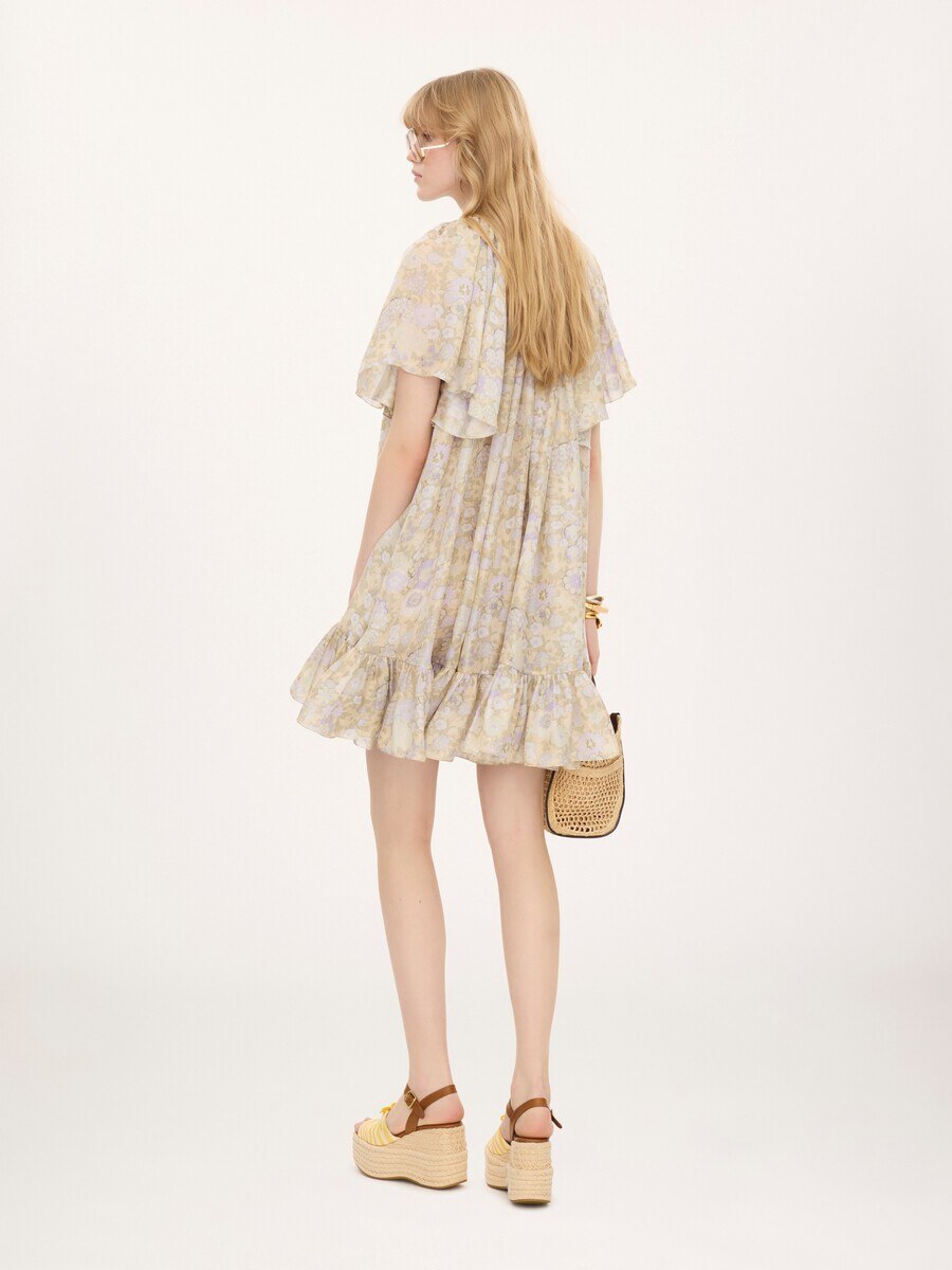 Short pleated dress in silk charmeuse - 4