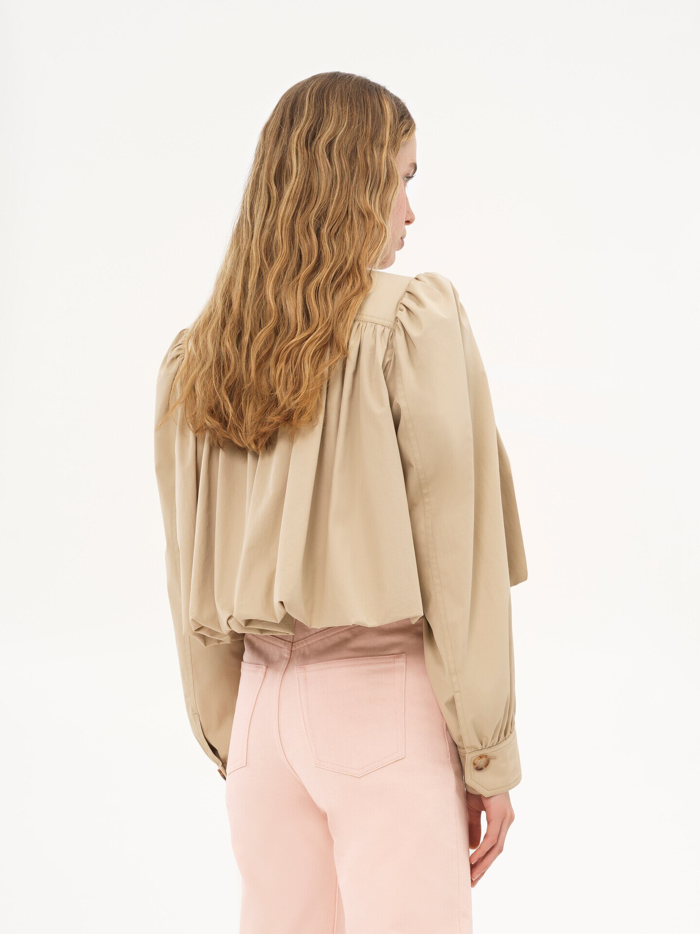 Gathered boule jacket in cotton gabardine - 6