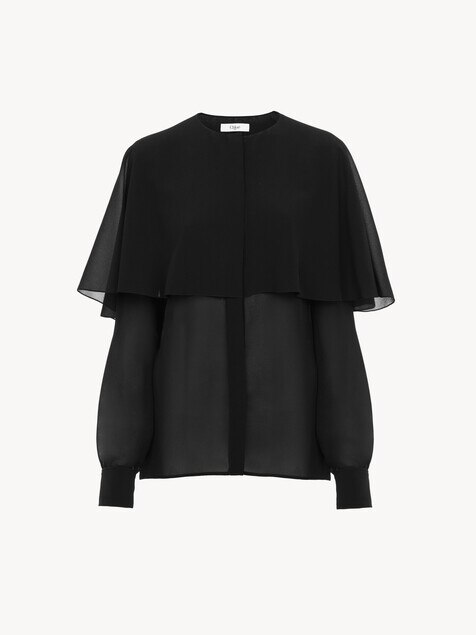 Blouse cape en georgette de soie