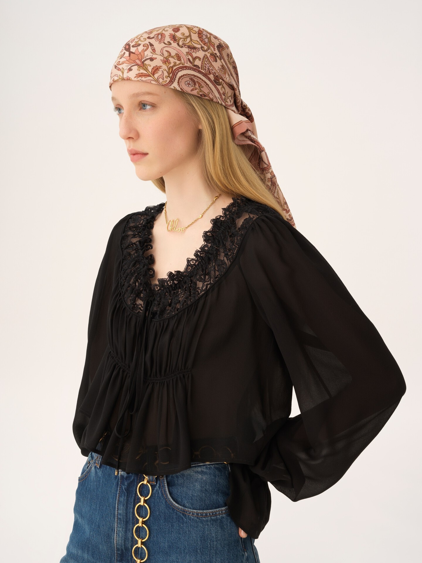 The Chloé Paisley square scarf in silk twill - 5