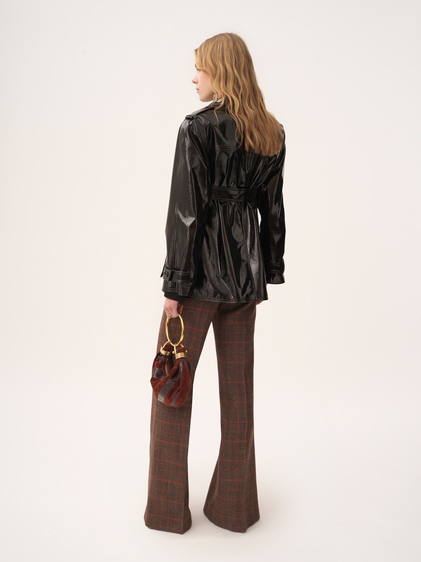 Belted jacket in shiny coated cotton - 5