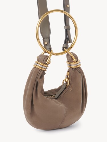 Mini Bracelet Hobo bag in suede leather Flannel Grey - Chloé