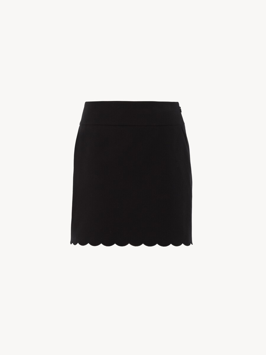 Mini jupe festonn&eacute;e en coton cavalry souple  - 1
