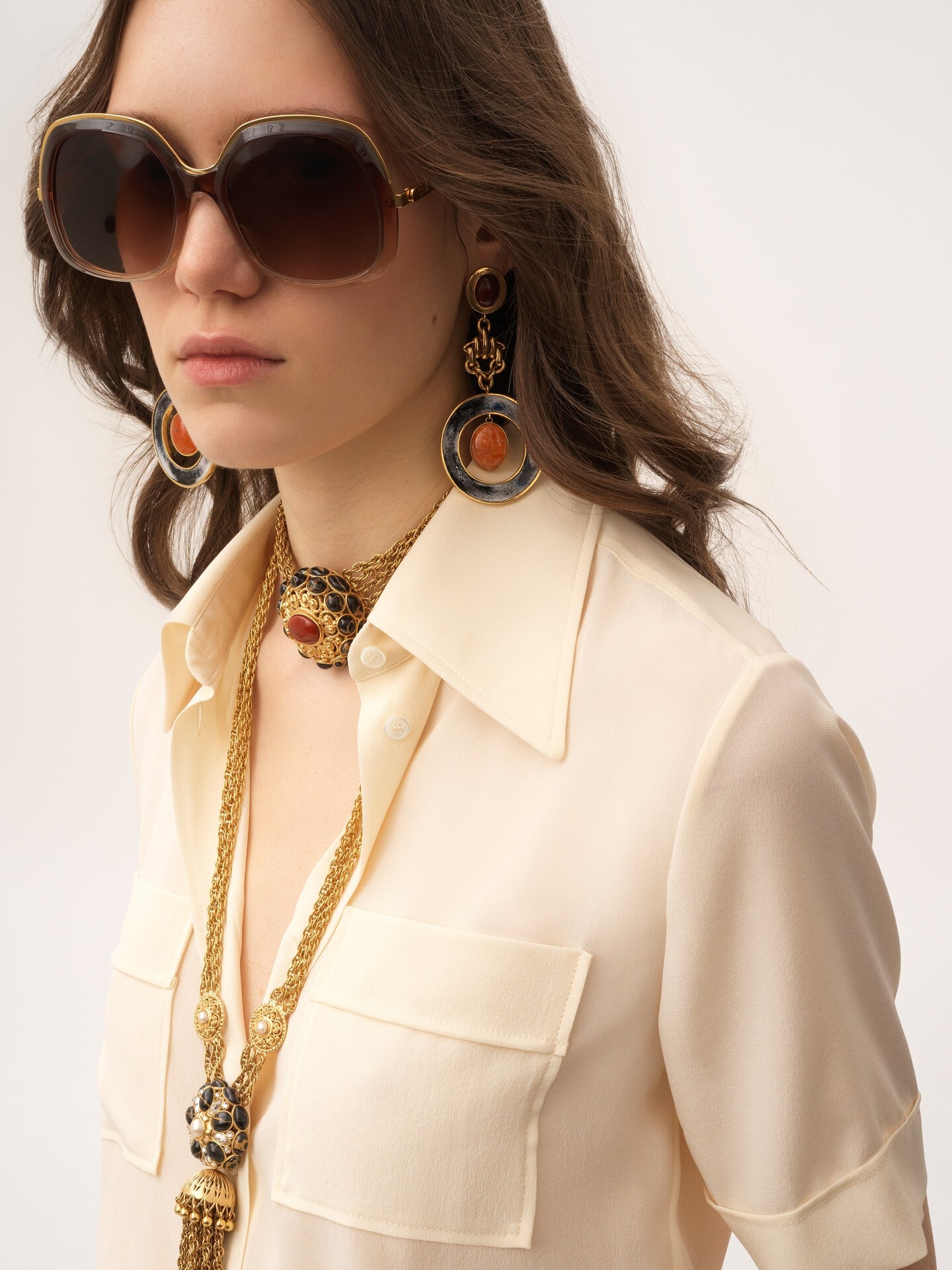 Blouse manches courtes en cr&ecirc;pe de chine - 6