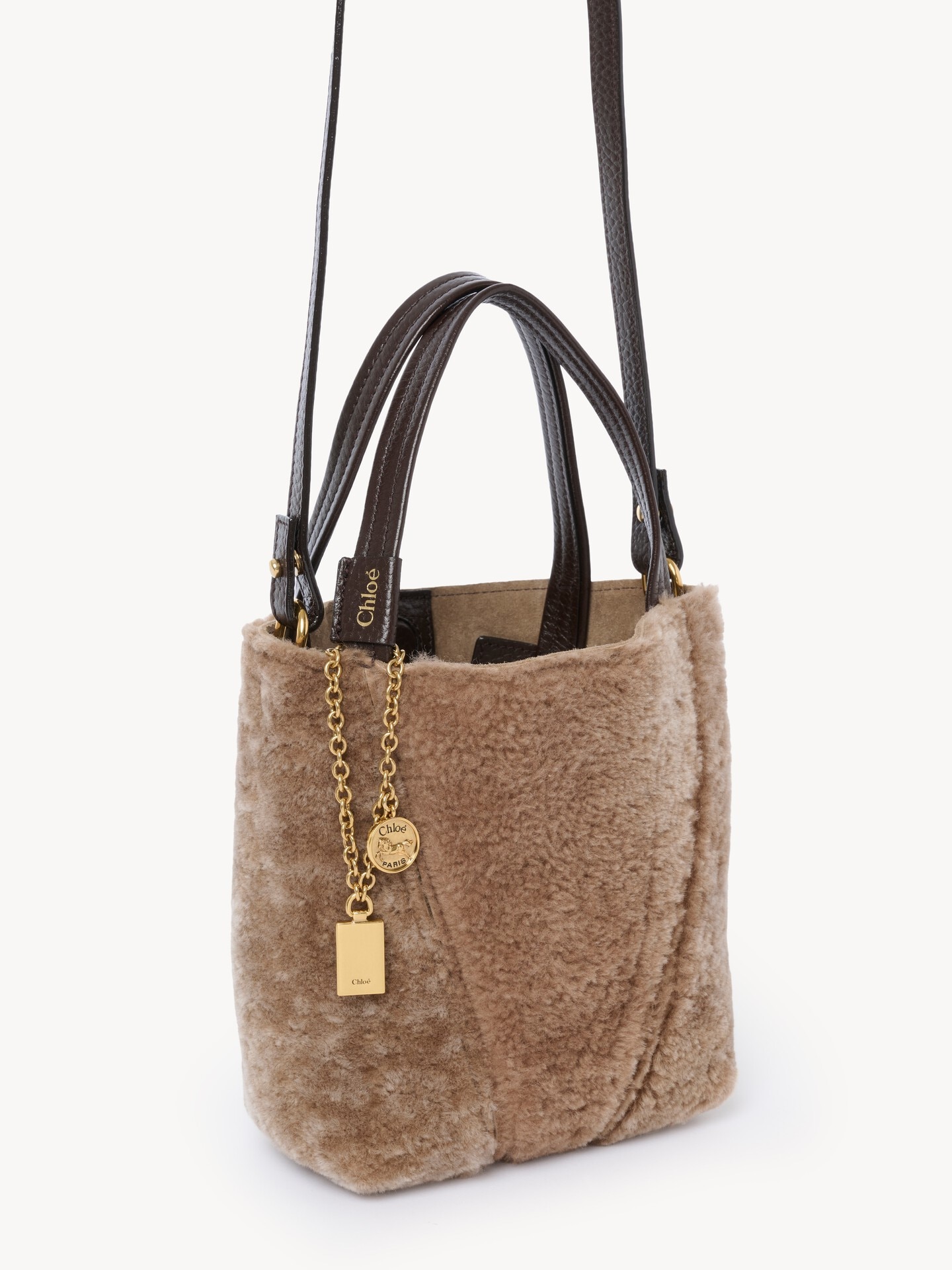 Petit sac cabas Chlo&eacute; Spin en shearling  - 5