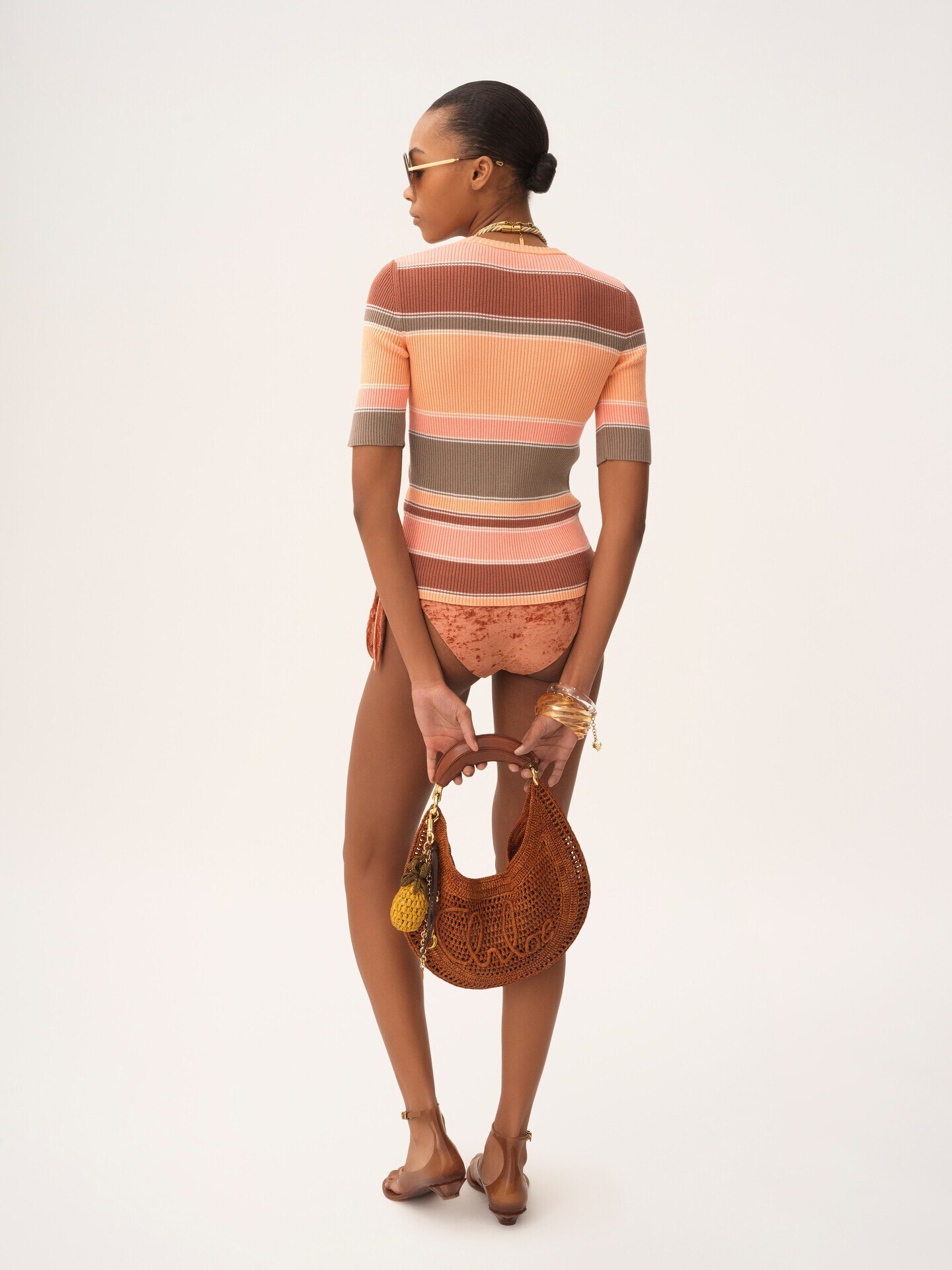 K&ouml;rperbetontes Logo-Top mit ellbogenlangen &Auml;rmeln aus Baumwollstrick - 5