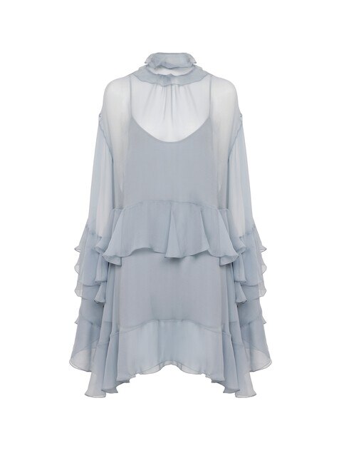 Mini robe &agrave; volants en mousseline de soie