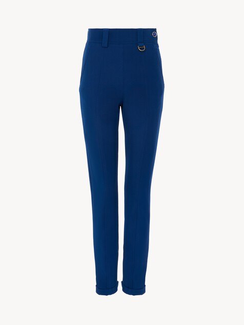Pantalon taille haute ajust&eacute; en tricotine stretch