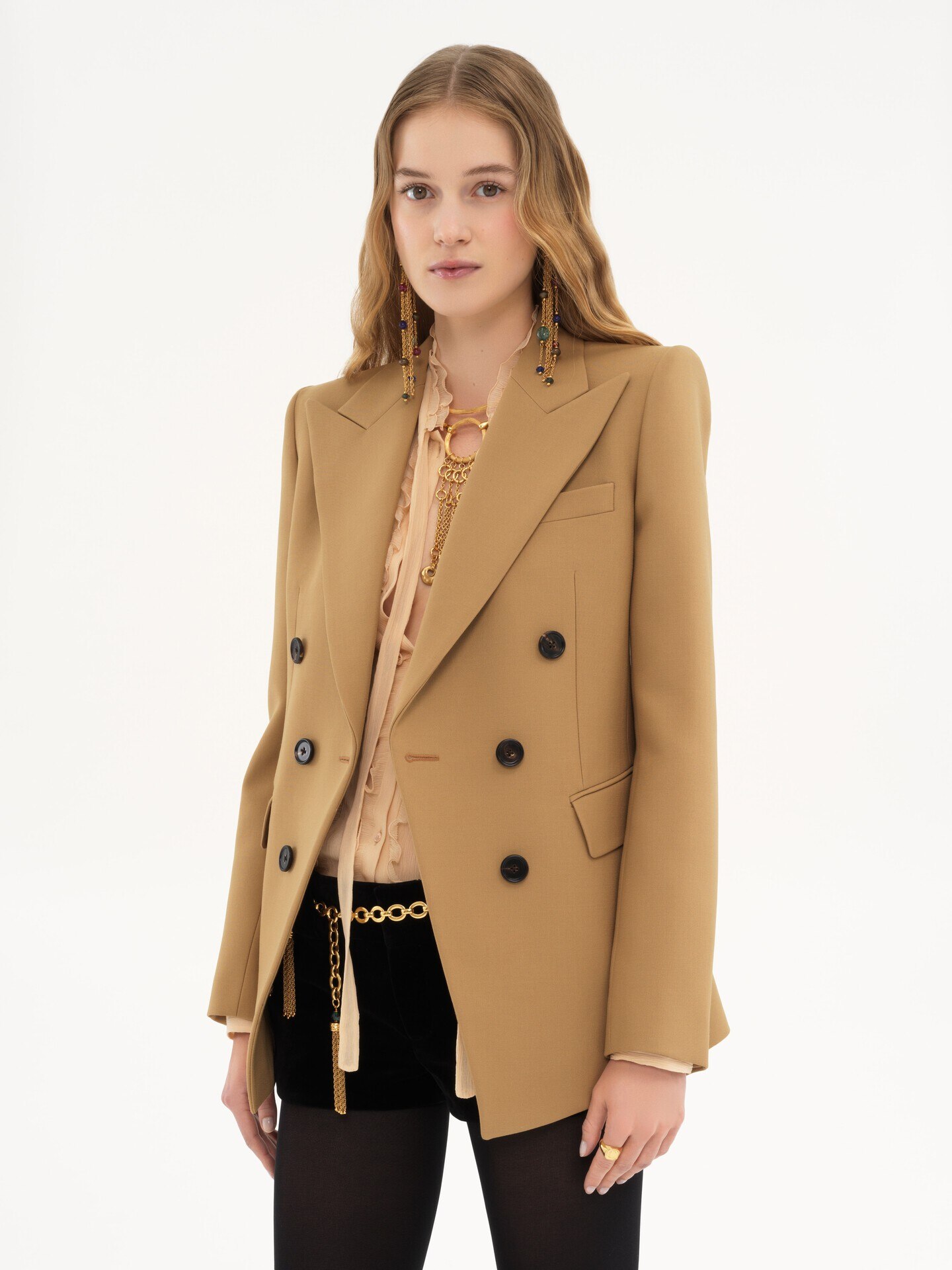 Tailored jacket in wool grain de poudre Nut Chloé