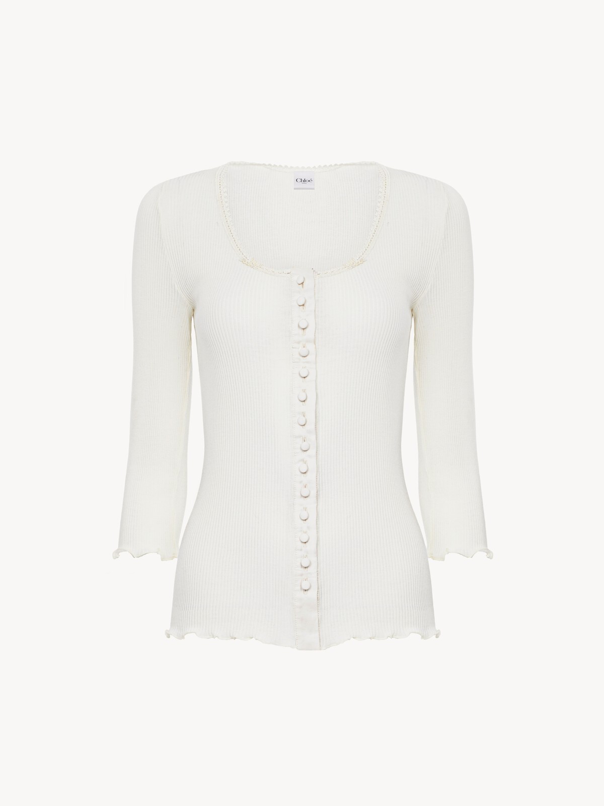 Fitted top in cotton & silk jersey
