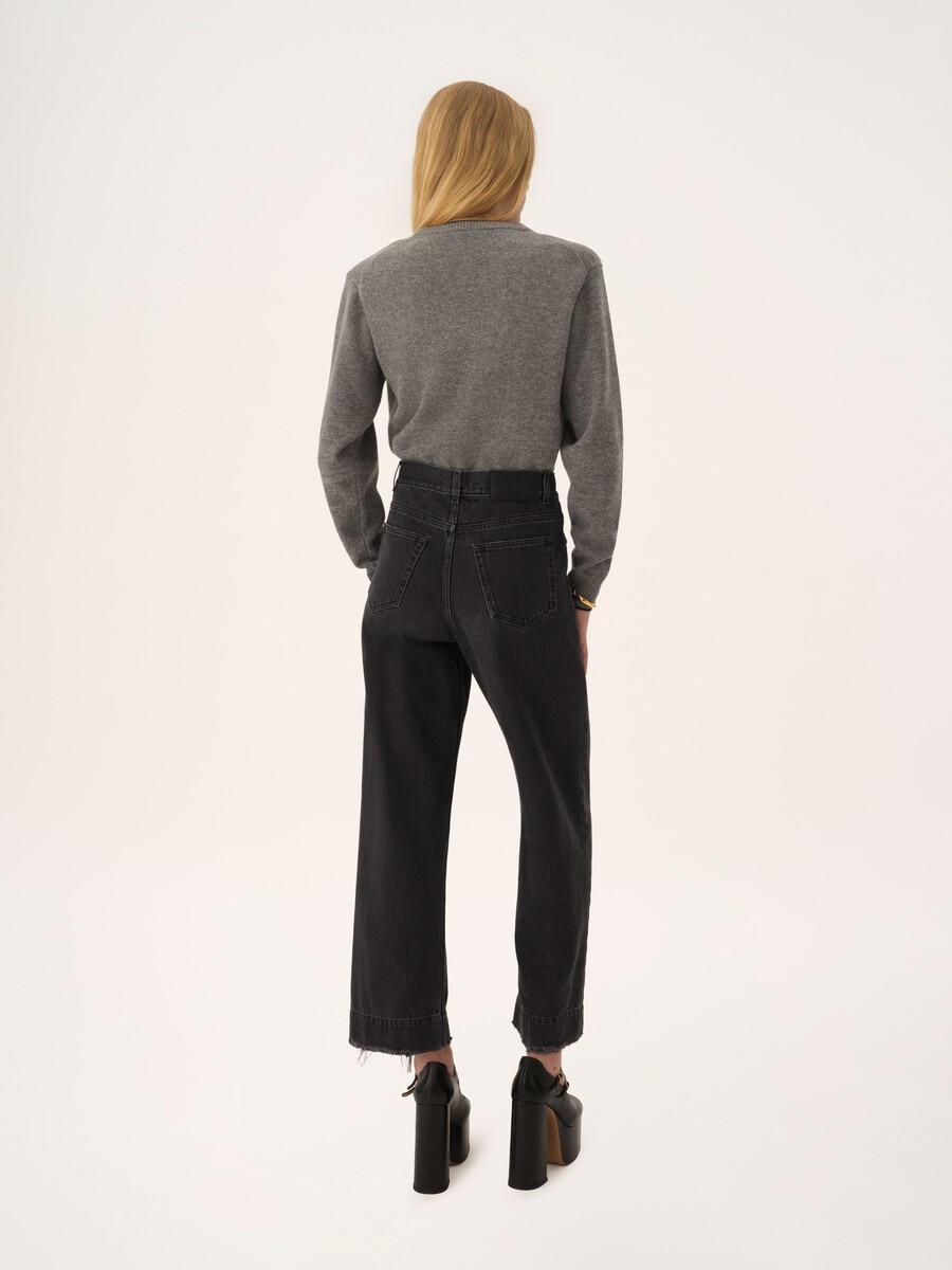 Jeans corti a vita alta in denim - 5