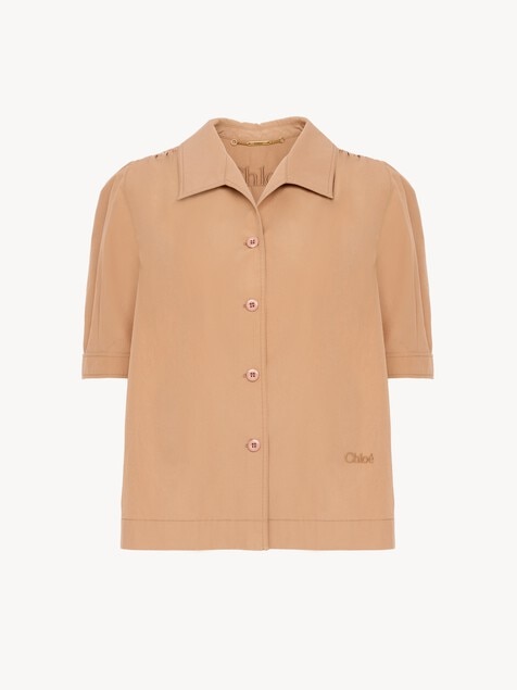 Short-sleeve shirt in cotton poplin