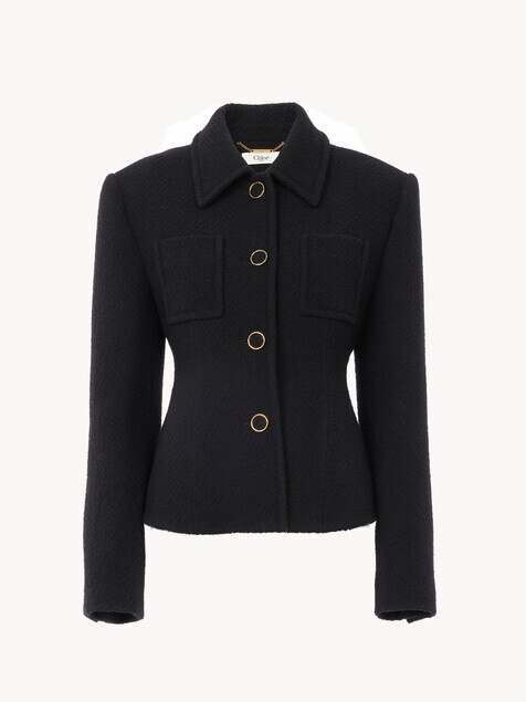 Veste blazer ajust&eacute;e en laine bouclette