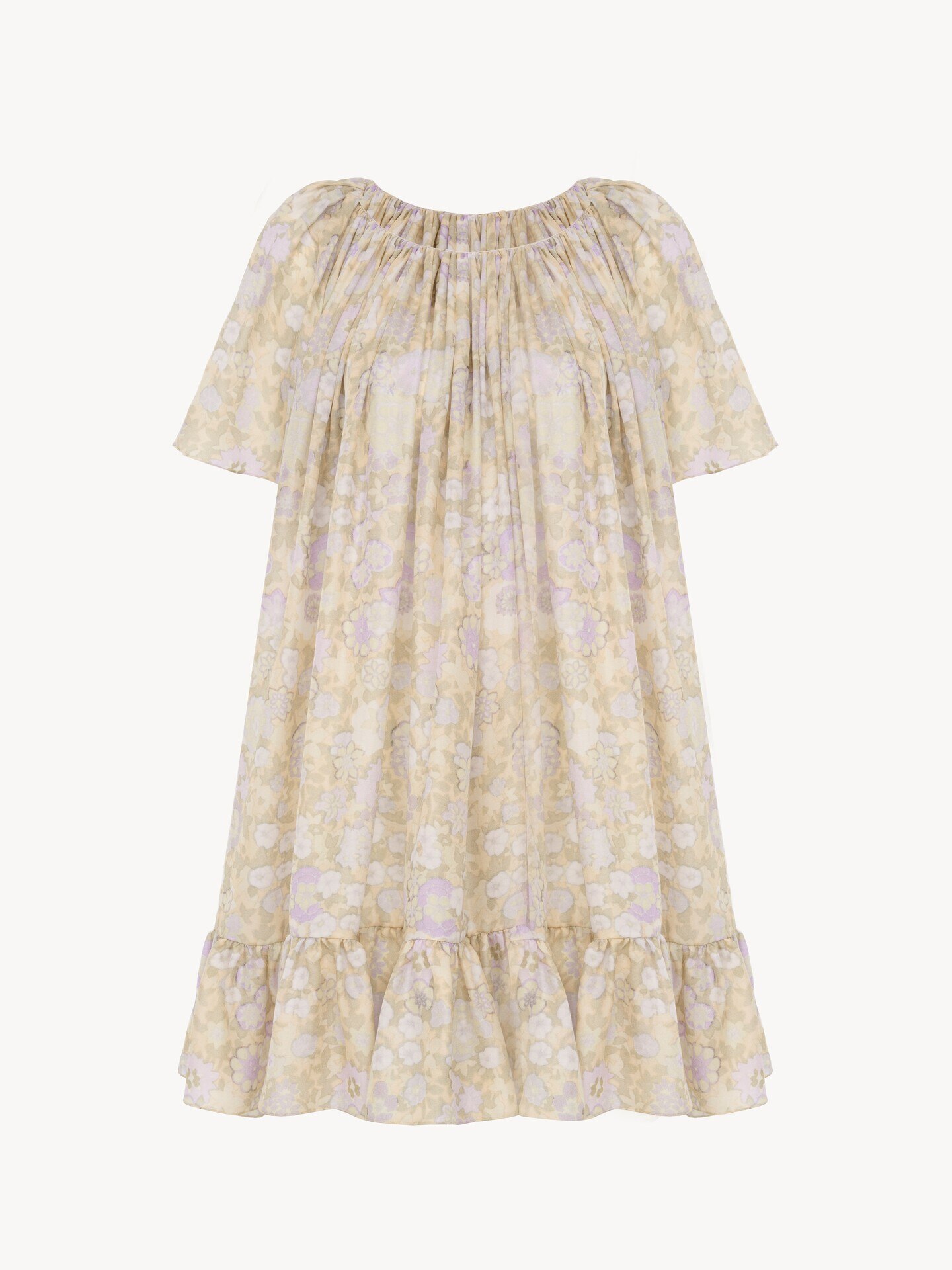Robe courte pliss&eacute;e en charmeuse de soie - 2.0