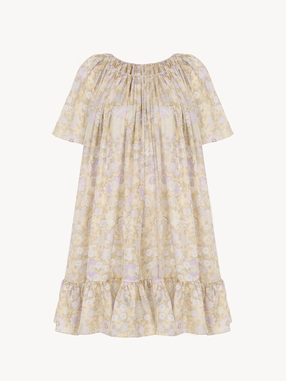 Robe courte pliss&eacute;e en charmeuse de soie - Packshot