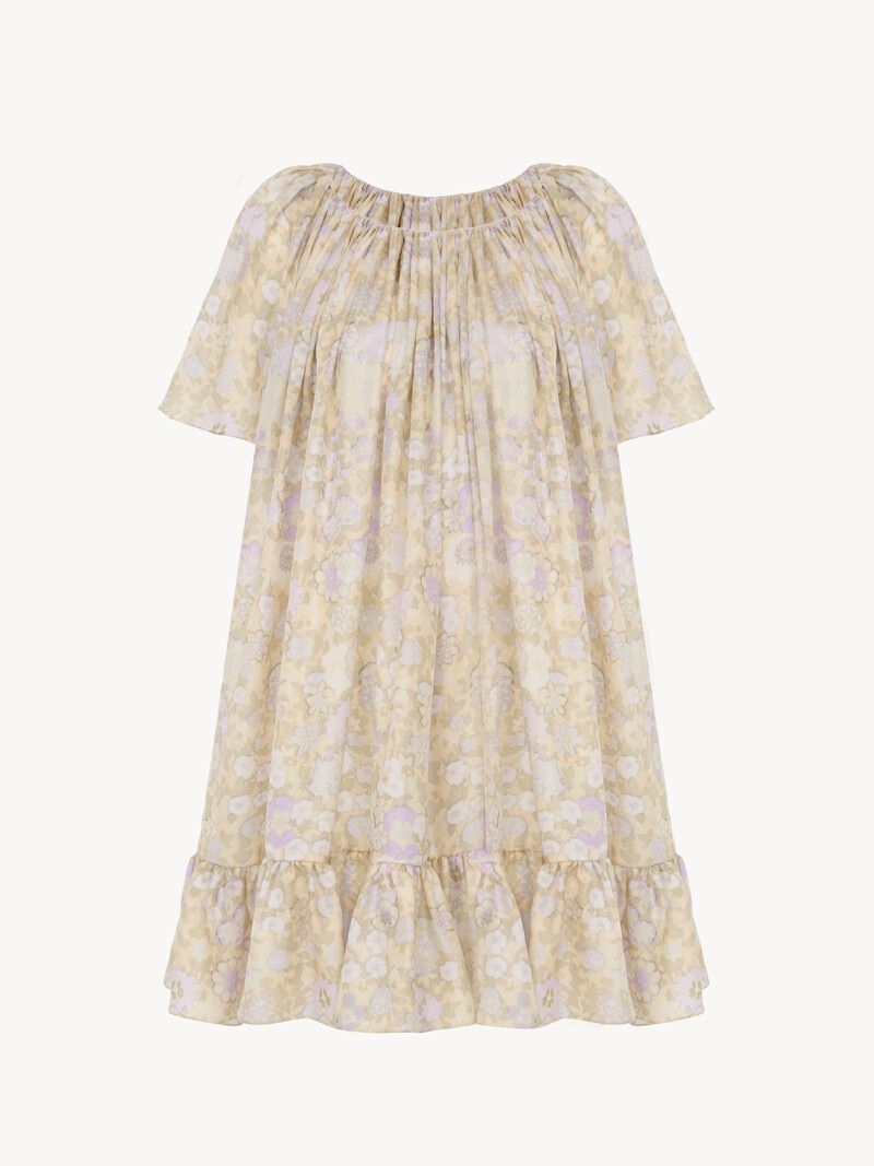 Short pleated dress in silk charmeuse by Chloé